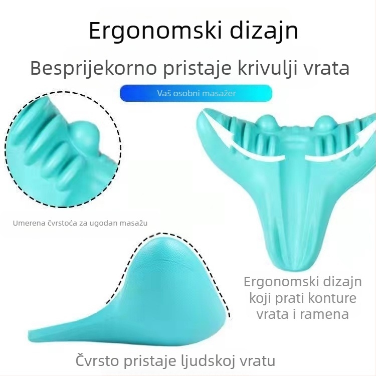 Edripin Jastuk za vratnu kralježnicu – PU materijal, D-forma jastuka za vrat, masaža i istezanje vrata s akupresurom, prijenosno za kućnu upotrebu