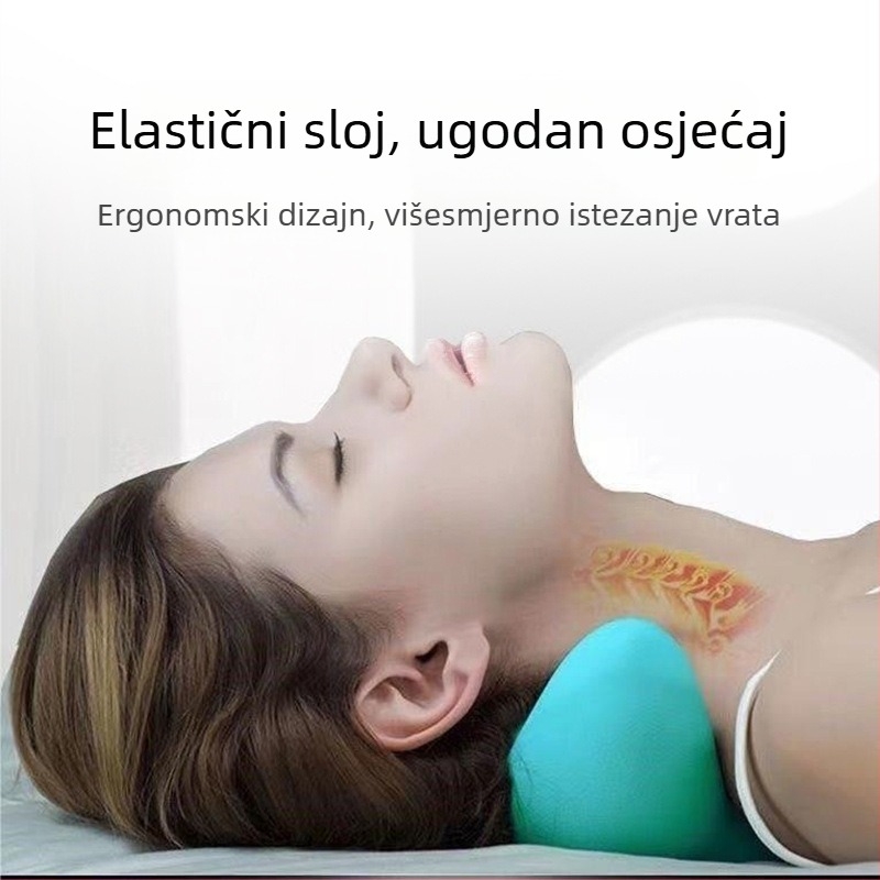 Edripin Jastuk za vratnu kralježnicu – PU materijal, D-forma jastuka za vrat, masaža i istezanje vrata s akupresurom, prijenosno za kućnu upotrebu