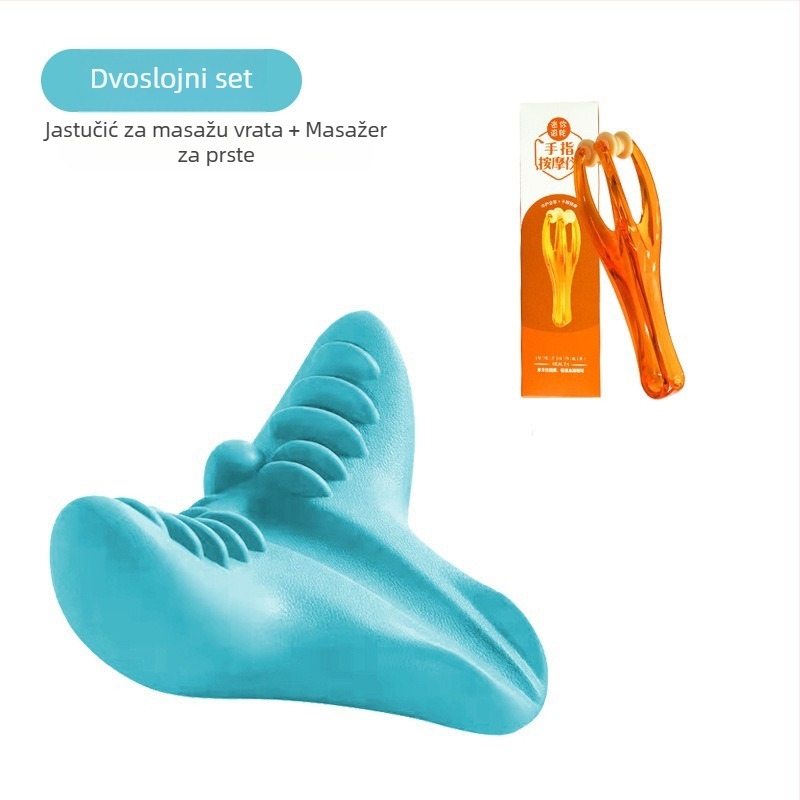 Edripin Jastuk za vratnu kralježnicu – PU materijal, D-forma jastuka za vrat, masaža i istezanje vrata s akupresurom, prijenosno za kućnu upotrebu