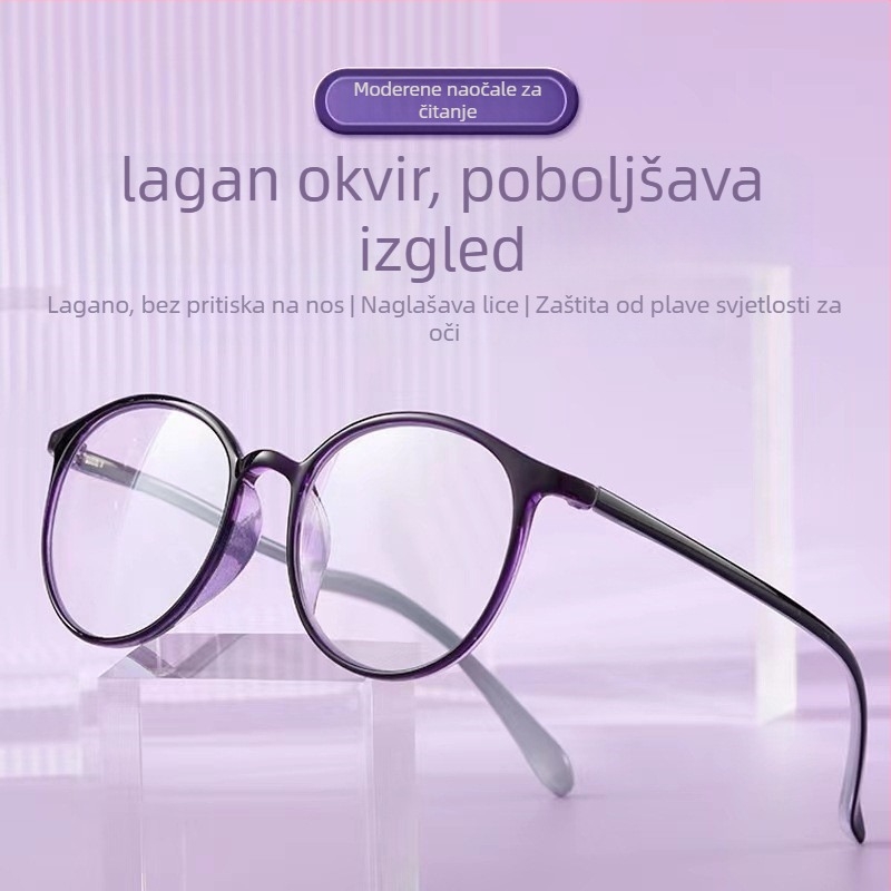 Naočale za čitanje – leće od smole, zaštita od plave svjetlosti i radiacije, puni okvir, TR90, okrugli okvir, za starije muškarce s velikim licem (Proljeće 2024)