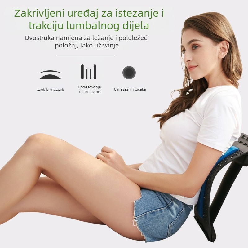 Lumbalna potpora s masažnom jastukom i uređajem za istezanje donjeg dijela leđa
