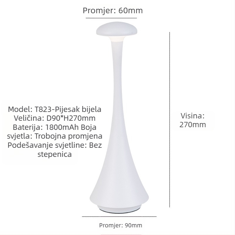 Ambijentalno svjetlo noćna lampa s metalnim držačem, moderni minimalistički stil, model T823, napon ≤36V