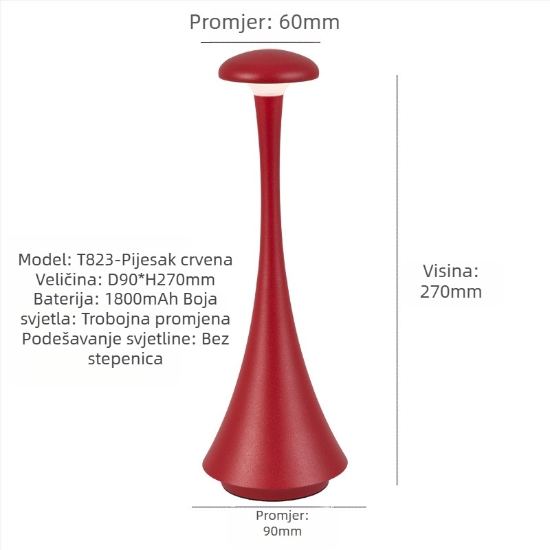 Ambijentalno svjetlo noćna lampa s metalnim držačem, moderni minimalistički stil, model T823, napon ≤36V