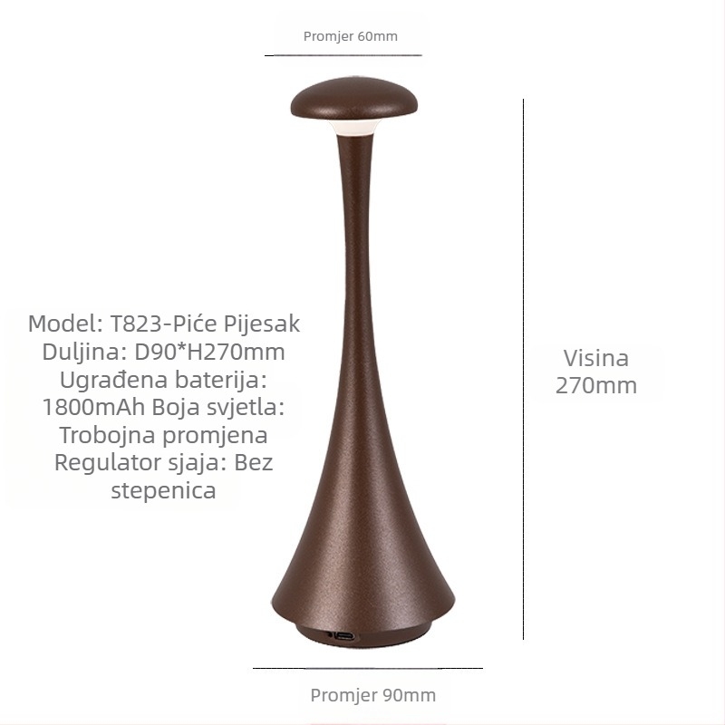 Ambijentalno svjetlo noćna lampa s metalnim držačem, moderni minimalistički stil, model T823, napon ≤36V