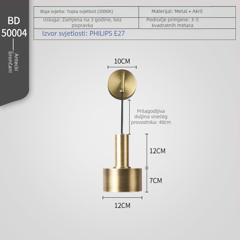 Zidna lampa za spavaću sobu – LED rasvjeta, 111–240V, FCC-B, Hyun Pole Island