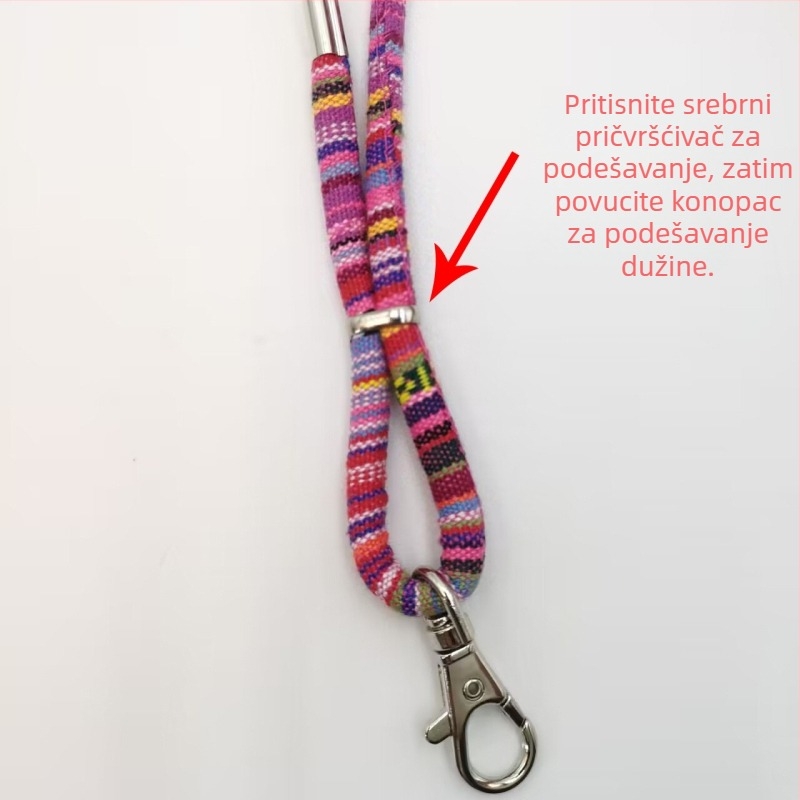 Lančić za mobitel s etničkim stilom i metalnom kopčom – ručno rađen, unisex, prilagodljivi stilovi