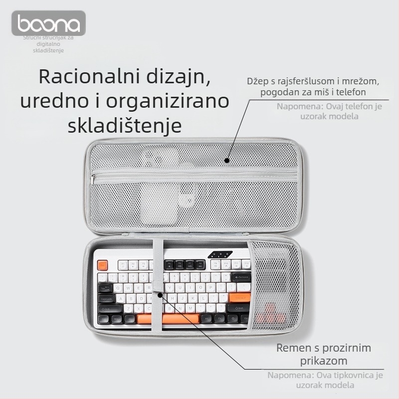Torba za pohranu miša i tipkovnice od EVA s zaštitom od udara, BN-F039, nosivost 3 kg, šivana konstrukcija