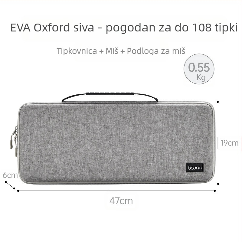 Torba za pohranu miša i tipkovnice od EVA s zaštitom od udara, BN-F039, nosivost 3 kg, šivana konstrukcija
