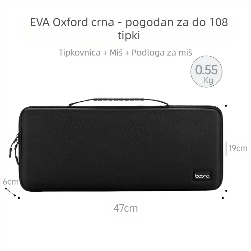 Torba za pohranu miša i tipkovnice od EVA s zaštitom od udara, BN-F039, nosivost 3 kg, šivana konstrukcija