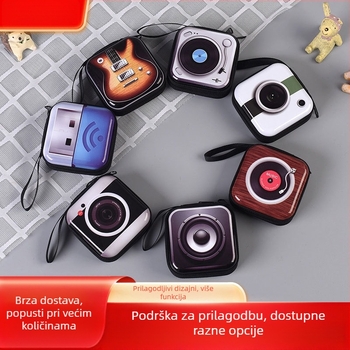 Novčanik od tin plate (cinkovog pleha), mini kvadratna zip torbica s geometrijskim uzorkom, dizajn s 1 preklopom, ultra lagan