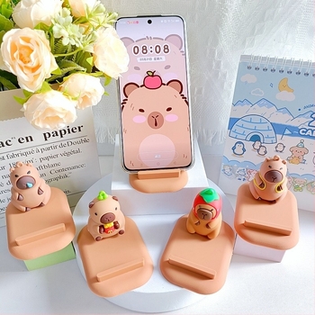 Capybara stolni držač za telefon i tablet — PVC materijal, opći stil, podrška prilagodbi, 3D dekorativna figurica