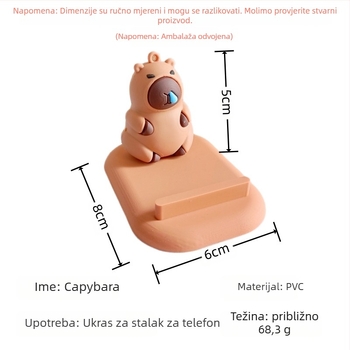 Capybara stolni držač za telefon i tablet — PVC materijal, opći stil, podrška prilagodbi, 3D dekorativna figurica