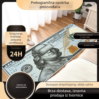 Protuklizna kvadratna podna prostirka s motivom dolara za dnevni boravak, kuhinju i kupaonicu