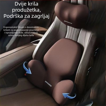 Auto jastuk za glavu i lumbalnu podršku – punjenje memory pjene, vanjski materijal od sintetičkih vlakana, alfanumerički uzorak, sva godišnja doba