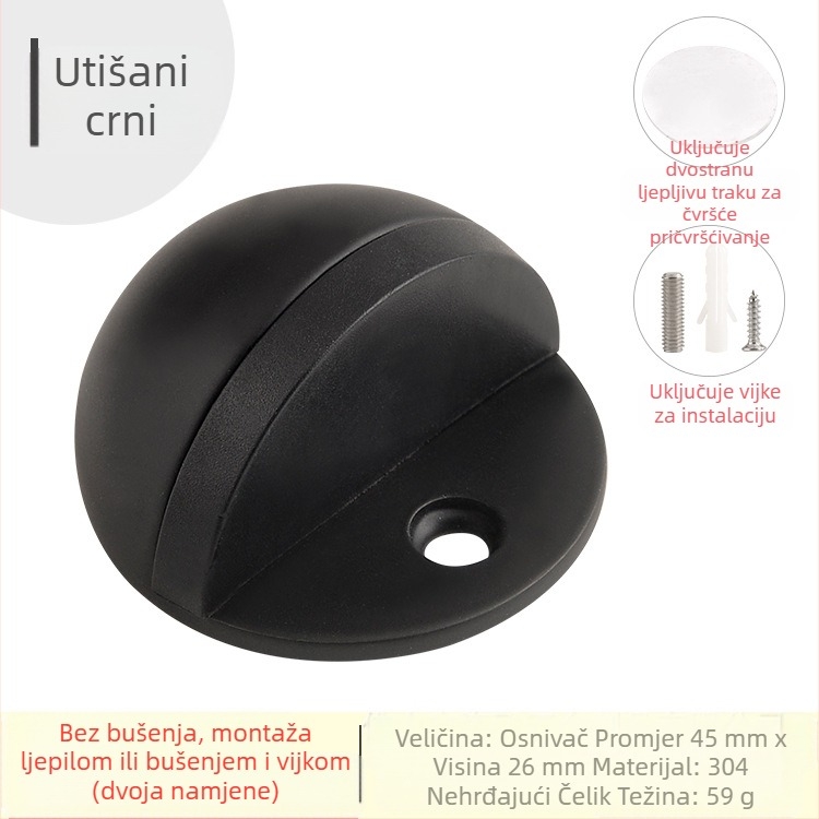 Stopač za vrata Topnike TNMX212 — Nehrđajući čelik, podna montaža, moderni minimalistički stil