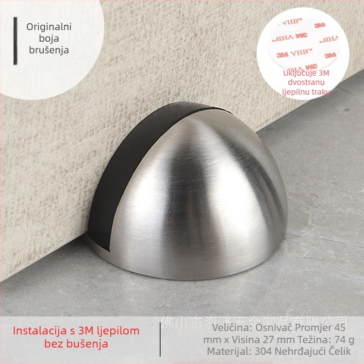 Stopač za vrata Topnike TNMX212 — Nehrđajući čelik, podna montaža, moderni minimalistički stil