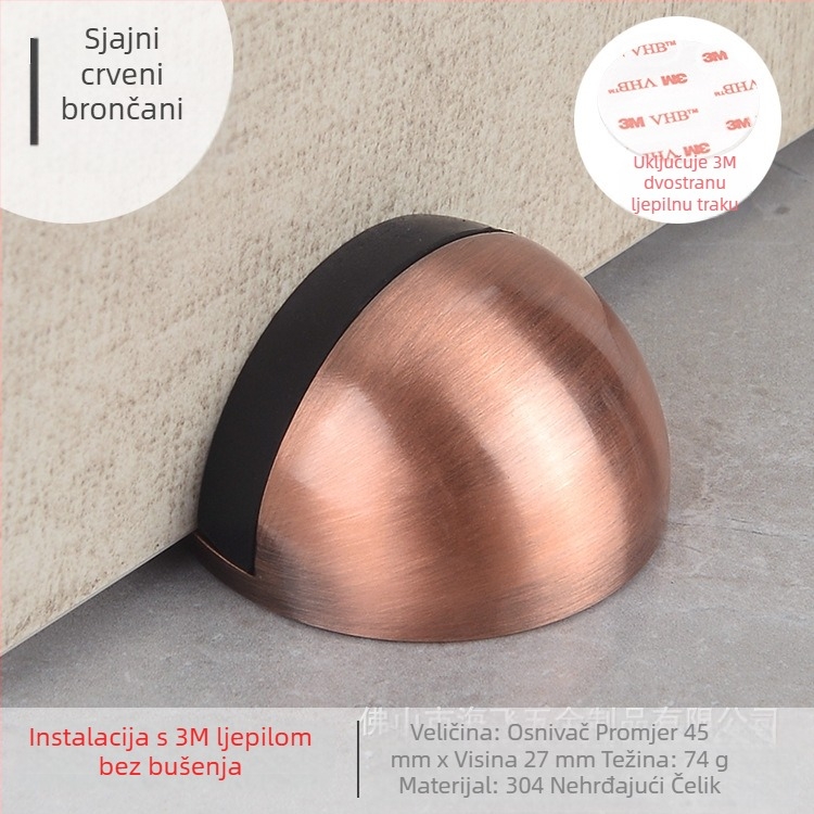 Stopač za vrata Topnike TNMX212 — Nehrđajući čelik, podna montaža, moderni minimalistički stil