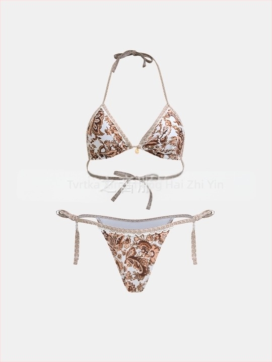 Dvodijelni bikini set s prugama, s jastučićima za grudi, visokim strukom, otvorenim leđima – poliester