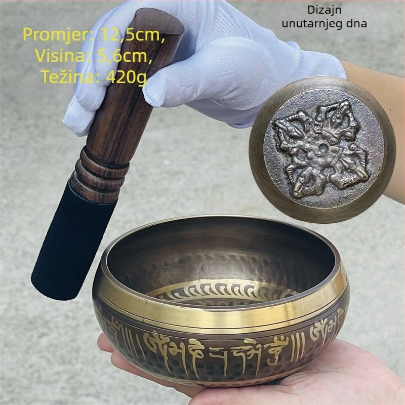 Bakrena zvučna zdjela za terapiju zvukom, kineski stil, polu-ručna i polu-mehanička izrada