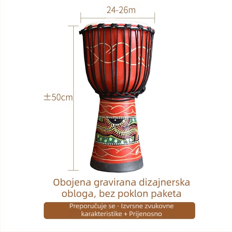 TMAX ručni bubanj, drvo trešnje, model 0002132, pakiranje u kartonu.