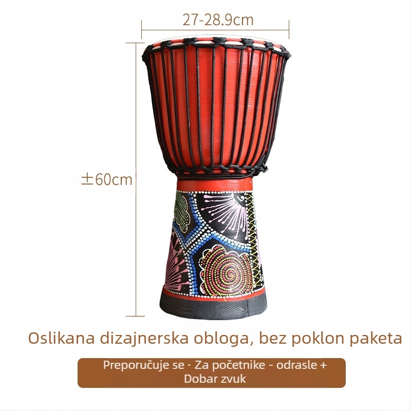 TMAX ručni bubanj, drvo trešnje, model 0002132, pakiranje u kartonu.