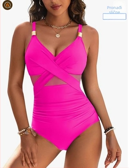 Ženski jednodijelni kupaći kostim s mrežastim panelom, jastučići za prsa, bez leđa, brzo se suši, visoka elastičnost.