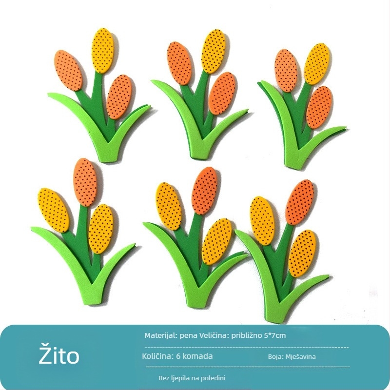 5-dijelni EVA zidni naljepnica set – 3D motiv biljaka i cvijeća za vrtić i razred