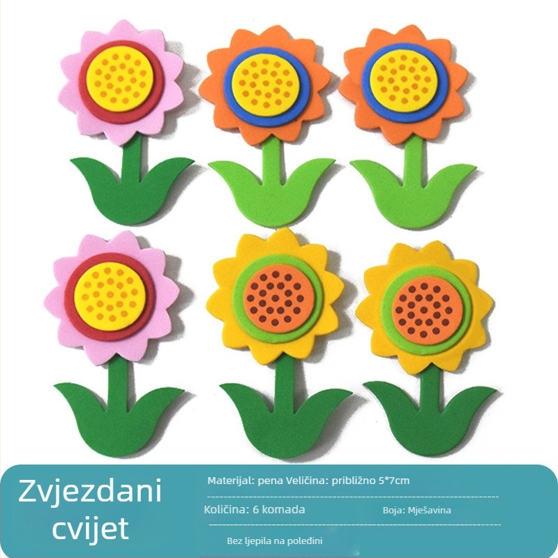5-dijelni EVA zidni naljepnica set – 3D motiv biljaka i cvijeća za vrtić i razred