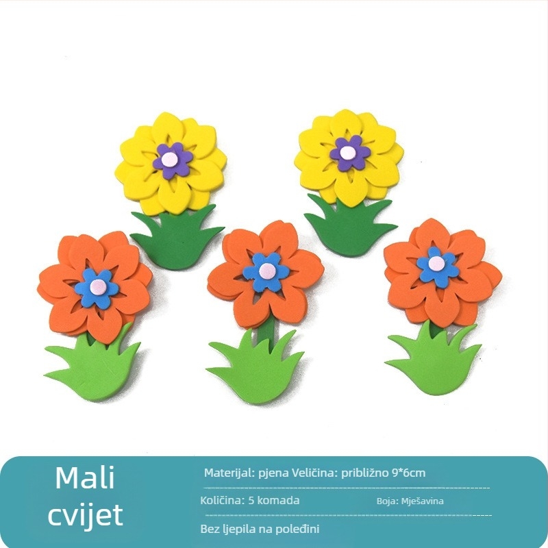 5-dijelni EVA zidni naljepnica set – 3D motiv biljaka i cvijeća za vrtić i razred