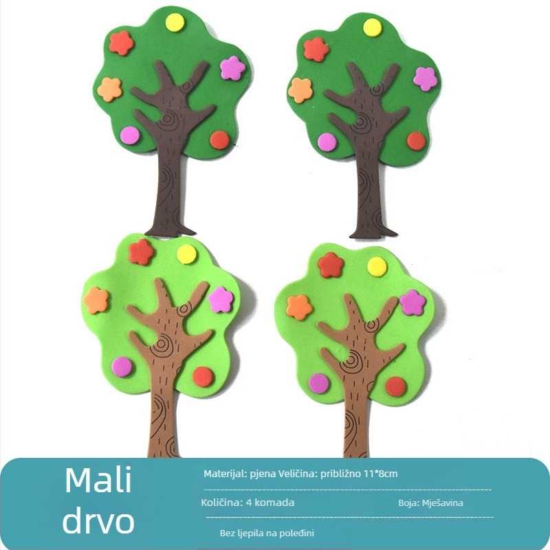 5-dijelni EVA zidni naljepnica set – 3D motiv biljaka i cvijeća za vrtić i razred