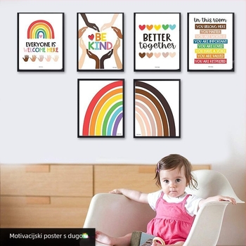 Dugački plakat za učionicu, 400 g karton, plakat za zid, obrazovanje o raznolikosti, dekorativni crtani prikaz