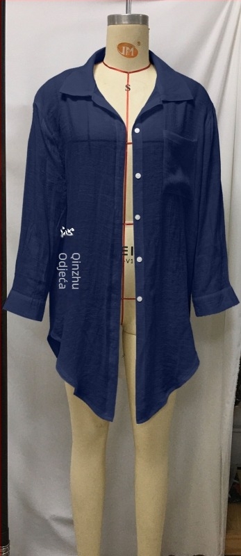 Plažna bluza za prekrivanje od slub pamuka, 60% pamuk, 150 g, podstava poliester, pogodna za plivanje i rekreaciju