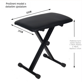 Stolica za glazbene instrumente — sklopiva, za digitalne klavijature; Model: Pogledajte opis proizvoda; Marka: Drugo