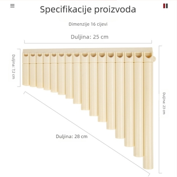 Plastična panflauta, 16/18 cijevi, C-dur, za početnike, uz torbu