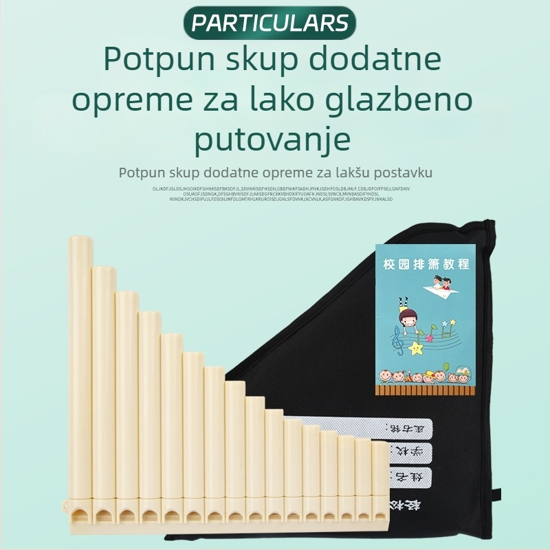 Plastična panflauta, 16/18 cijevi, C-dur, za početnike, uz torbu