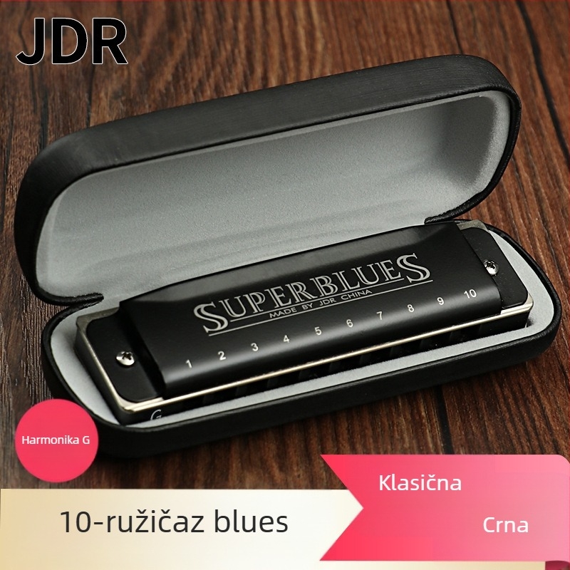 Harmonika JDR1020, 10 rupa, 20 tonova, blues harmonika s nehrđajućim čeličnim poklopcem i zvučnim otvorima od smole