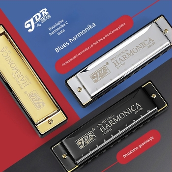 Harmonika blues, 10 rupa, ključ C, model JDR-10, marka JDR/Jade Rui, diatonički blues instrument