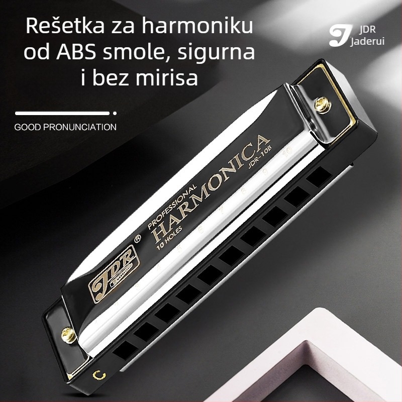 Harmonika blues, 10 rupa, ključ C, model JDR-10, marka JDR/Jade Rui, diatonički blues instrument