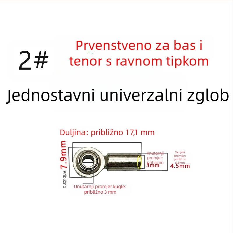 Aksesoar za glazbeni instrument s fiksnim vijcima, univerzalnim zglobom i kugličnim zglobom