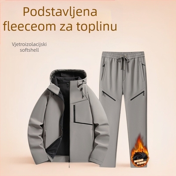 Muška soft-shell jakna za jesen i zimu, s fleece podstavom, topla, vodootporna i otporna na vjetar, za outdoor planinarenje