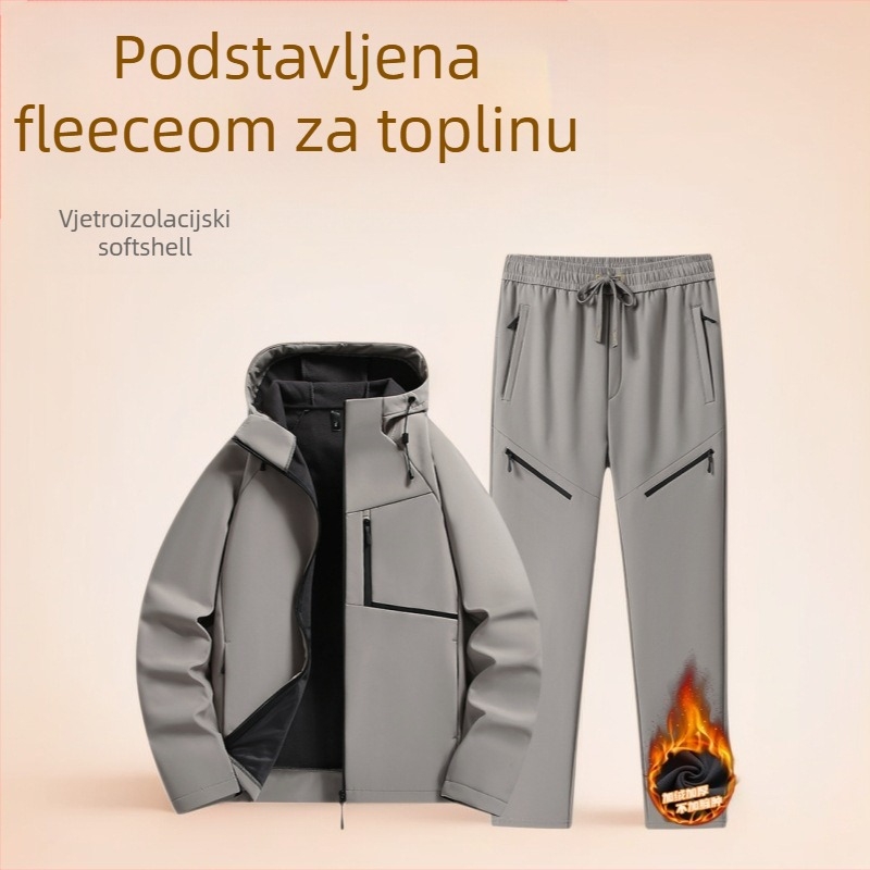 Muška soft-shell jakna za jesen i zimu, s fleece podstavom, topla, vodootporna i otporna na vjetar, za outdoor planinarenje
