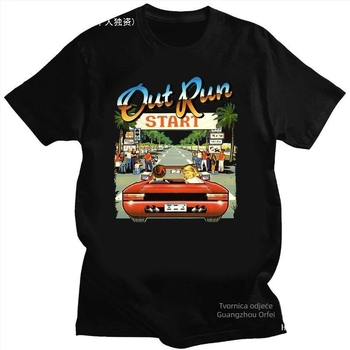 Muška majica T‑shirt 90s Vintage Out Run s printom, pamuk 90–95%, okrugli izrez, kratki rukavi, ležernog kroja