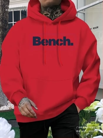 Muški casual hoodie s kapuljom i printom na prednjem džepu, slobodan kroj, dugi rukavi, 96% poliester