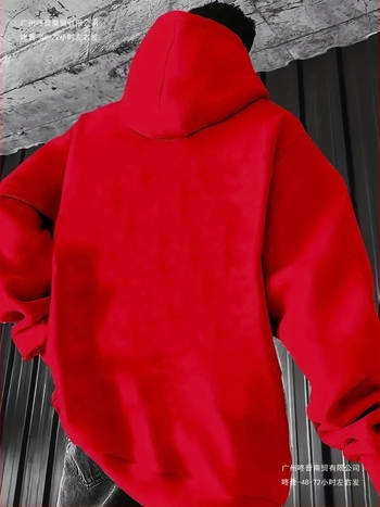 Muški casual hoodie s kapuljom i printom na prednjem džepu, slobodan kroj, dugi rukavi, 96% poliester