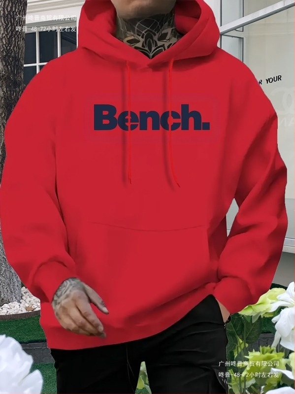 Muški casual hoodie s kapuljom i printom na prednjem džepu, slobodan kroj, dugi rukavi, 96% poliester