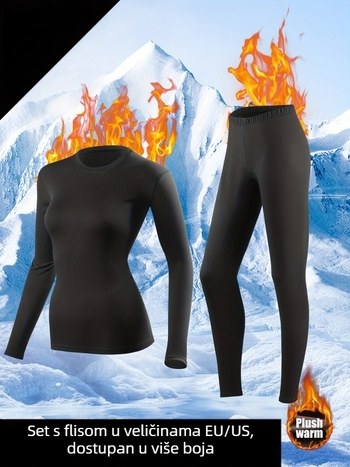 Ženski zimski sportski komplet s fleec podstavom, otporan na vjetar, brzo se suši, odvodi vlagu