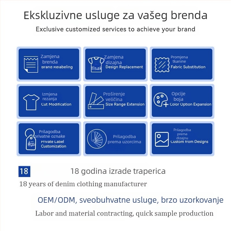 Traperice od pamuka denima s hip-hop stilom, uski kroj, niski struk, zatvarač sprijeda