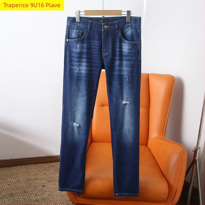 Muške traperice s pet džepova, poderane, slim fit, srednji pojas, elastične, casual dugačke hlače