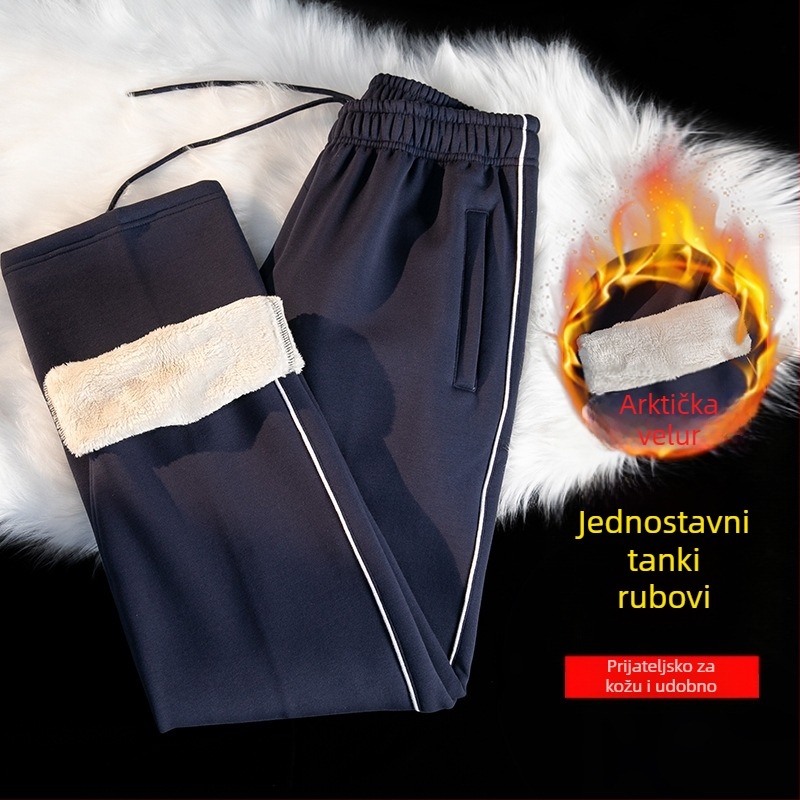 Sportske hlače za tinejdžere - širok kroj, srednja visina struka s pojasom, Arctic velvet fleece, antibakterijski, bez glačanja