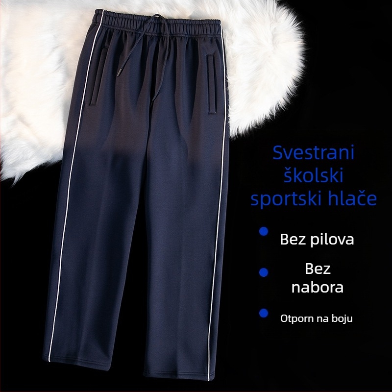 Sportske hlače za tinejdžere - širok kroj, srednja visina struka s pojasom, Arctic velvet fleece, antibakterijski, bez glačanja